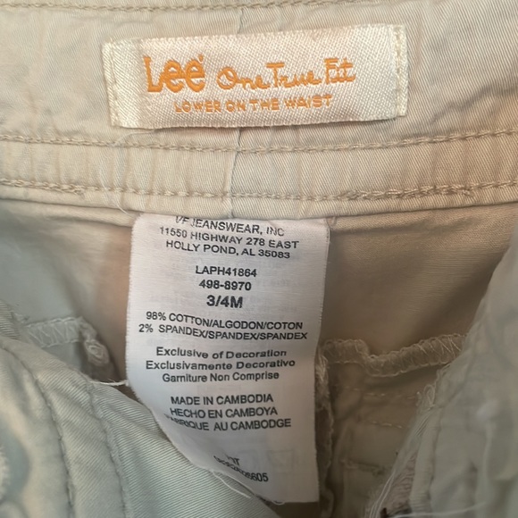 Lee Cargo Capri Khaki Size 3/4 - Picture 5 of 5